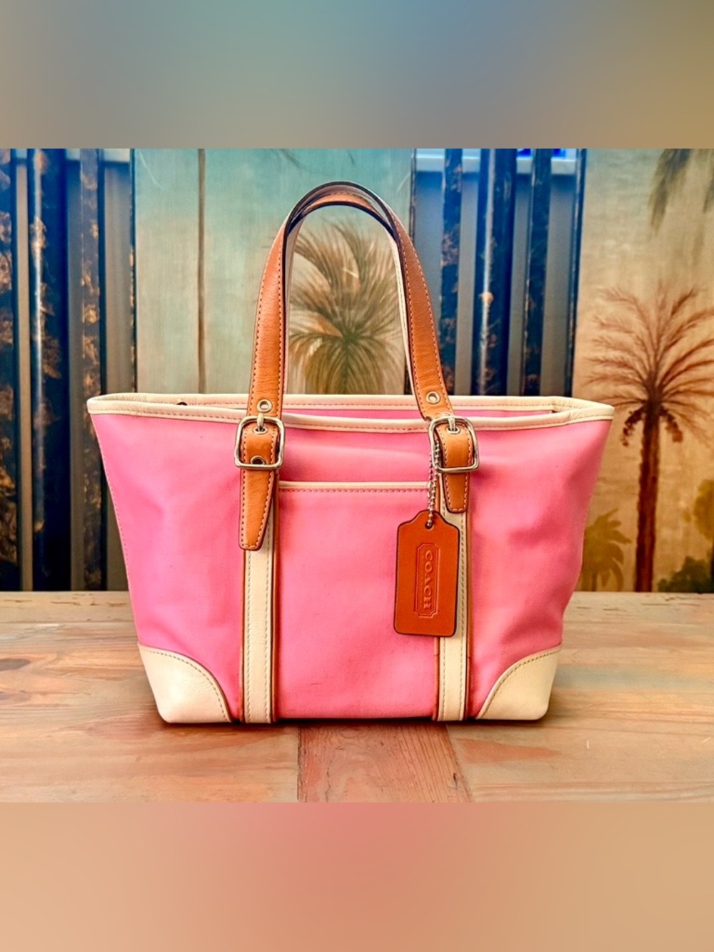 Vintage 2001 Coach Mini Pink Nylon & Leather Tote – Y2K Cutie